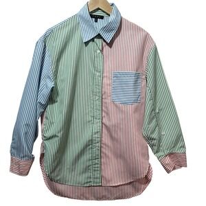 FORE‎ Colorblock Striped Button Down Shirt Oversized Women's Size M